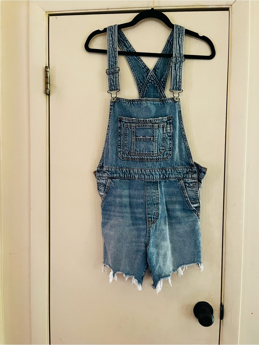 American Eagle 90s Y2K Grunge Festival Western Distressed Denim Overalls Shorts